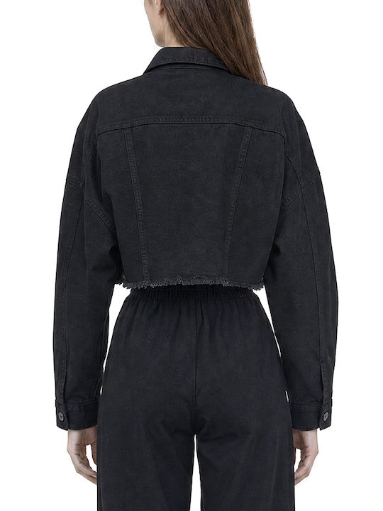 Zoya Schwarze Cropped Jeansjacke für Damen