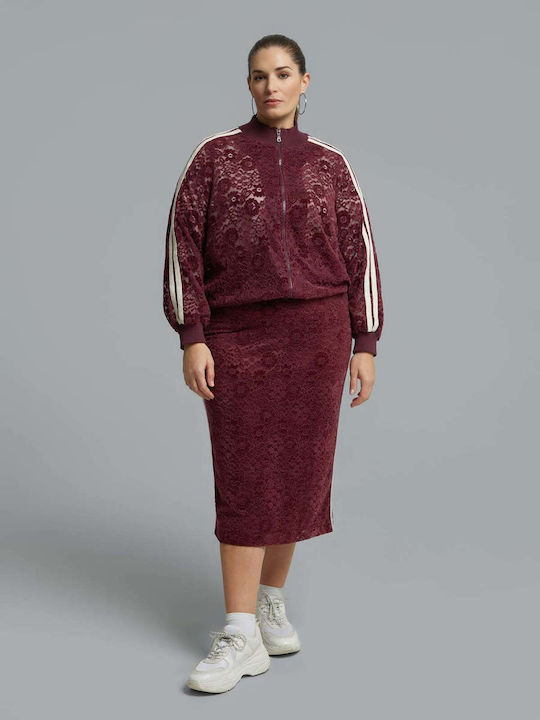 Pencil Midi Skirt Burgundy