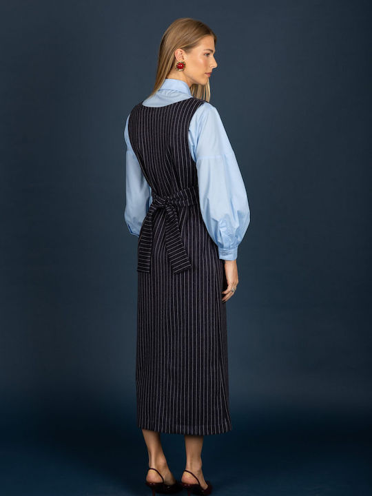 Midi-Kleid Ärmellos Blau