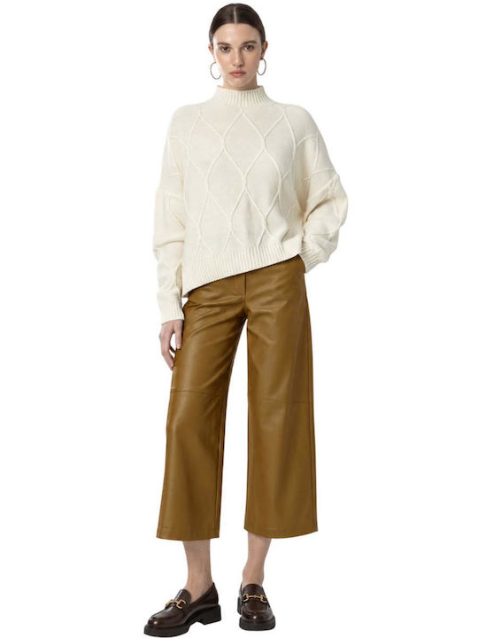 Moutaki Women's High-Rise Olive Green Zip Culottes