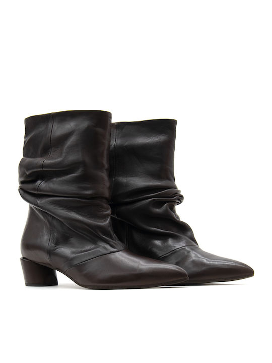Braune Damen-Lederstiefeletten