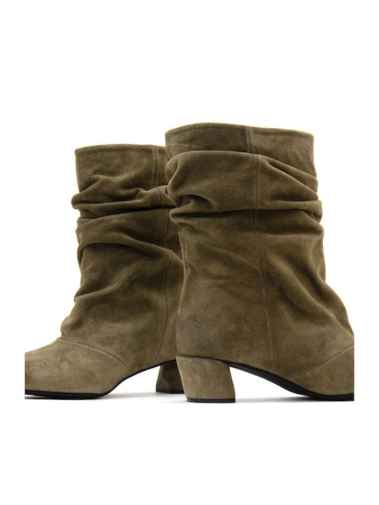 Wildleder Damen Stiefeletten Khaki