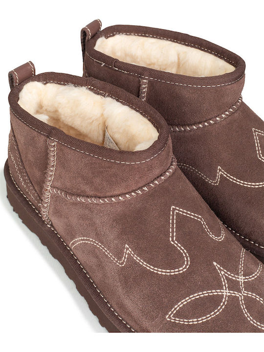 Classic Ultra Mini Damenstiefeletten Cowboy Braun