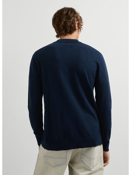 Men’s Knitted Cardigan with Buttons Navy Blue