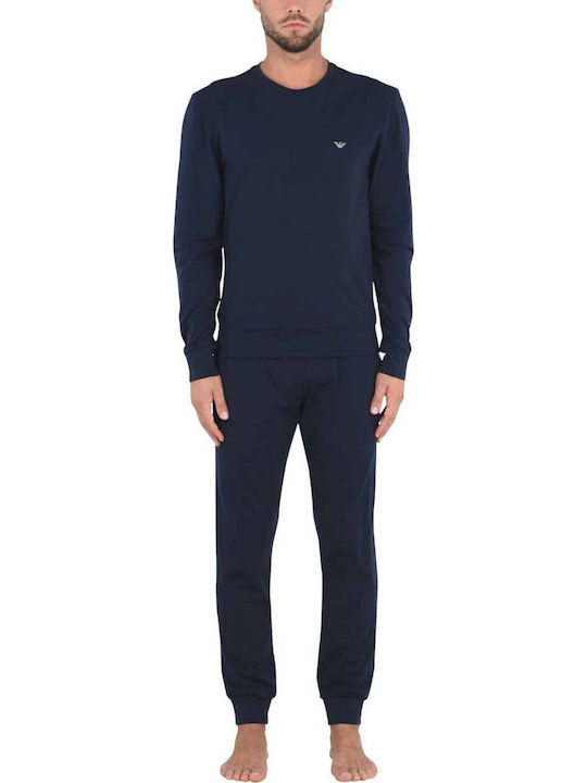 Emporio Armani Winter Herrenpyjama aus Baumwolle Marine