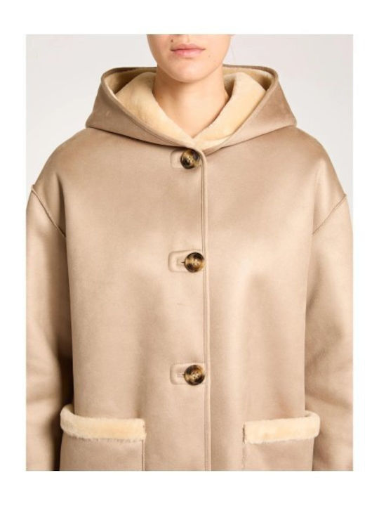 Women's Mouton Coat Beige