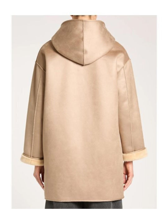 Women's Mouton Coat Beige