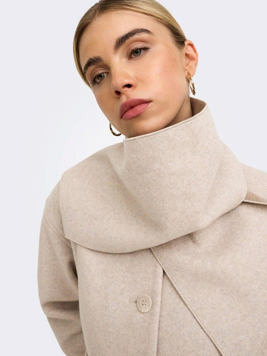 Wollmantel für Damen Beige