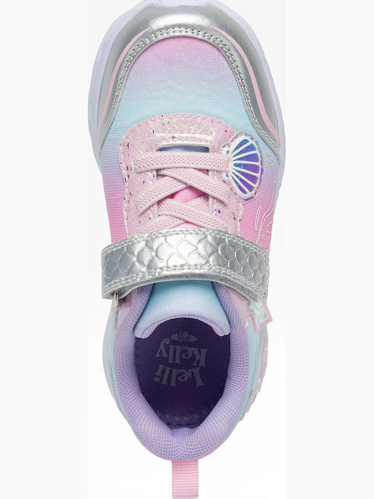 Kids Sneakers with Hoop & Loop Closure & Lights Pink