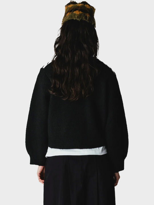 Women's Knitted Cardigan with Zipper Black