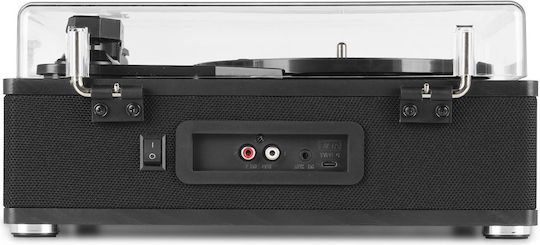 Audizio Irvine DJPIK311 Plattenspieler mit Riemenantrieb und Eingebauten Lautsprechern in Schwarz