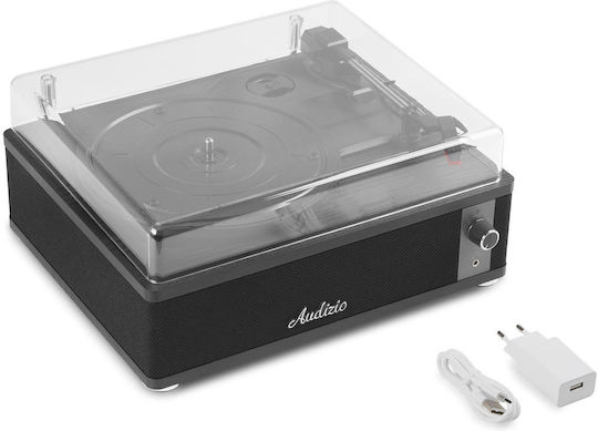 Audizio Irvine DJPIK311 Plattenspieler mit Riemenantrieb und Eingebauten Lautsprechern in Schwarz
