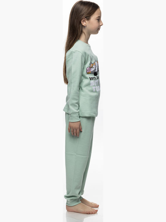 Galaxy Pijama de Iarnă din Bumbac pentru Copii Mentă