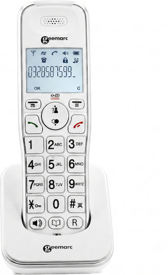 Geemarc Senior 295 Verstärktes Trio-Festnetztelefon mit Anrufbeantworter, 30 dB, Weiß