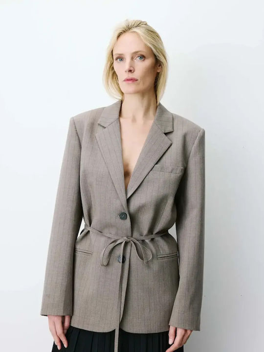 Grace & Mila Langer Taillierter Blazer für Damen Beige
