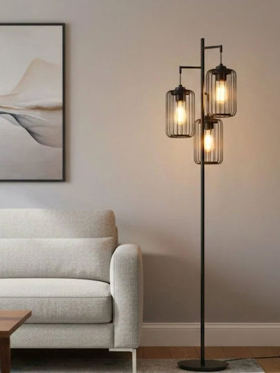 Elmark Daria Vintage Stehleuchte H148.2xB32.3cm. mit Fassung für Lampe E27 Schwarz