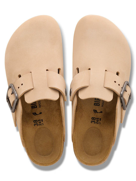 Lederclogs Herren Hausschuhe Beige