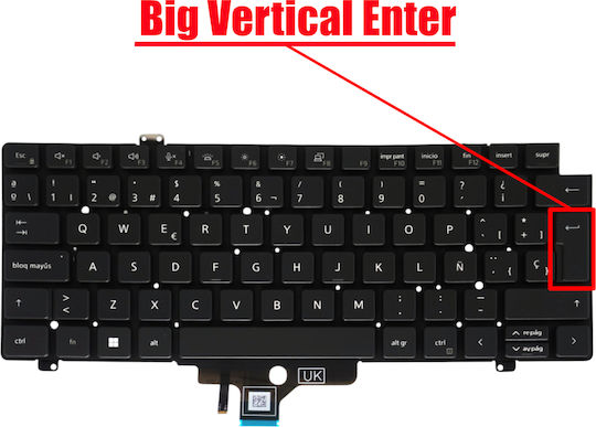 Tastatură în Spaniolă pentru Laptop Dell Latitude 7420 7430 7520 7530 0nt58m Nt58m Mv4x8 0d41ww 0tm1d7 Tm1d7 Mf1dr 0mf1dr Njgwk Es Fără Ramă cu Iluminare din Spate Neagră Κωδ.40702esnofrbl