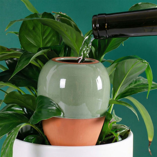 Set 4 Relaxdays Plant Watering Spikes Clay 350 Ml Slow-release Irrigation System Green Brown