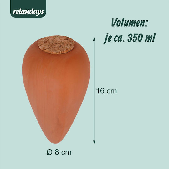 Set 2 Relaxdays Plant Watering Spikes Clay 350 Ml Slow-release Irrigation System Brown