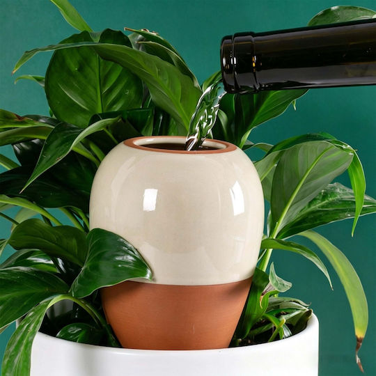 Set 4 Relaxdays Plant Watering Spikes Clay 350 Ml Slow-release Irrigation System Beige Brown