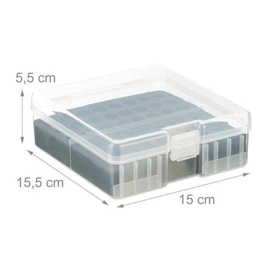Set 2 Relaxdays Battery Organizers Black Transparent 60 Aaa 60 Aa Batteries