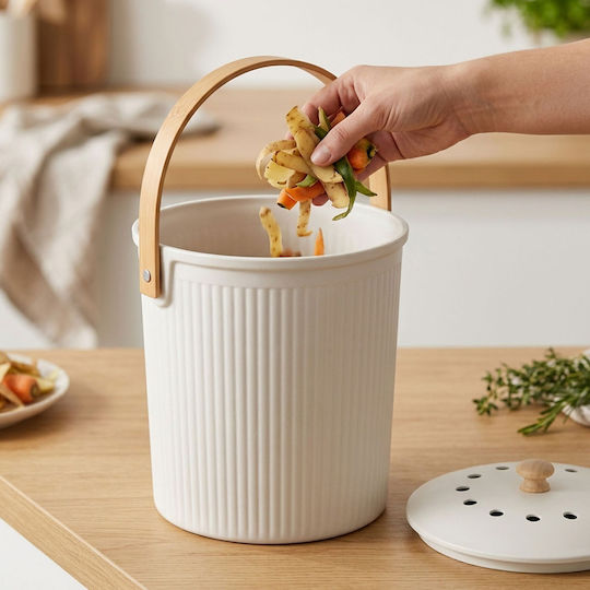 Relaxdays Coș de Gunoi din Plastic 5,6 l Alb