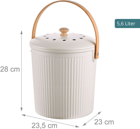 Relaxdays Coș de Gunoi din Plastic 5,6 l Alb