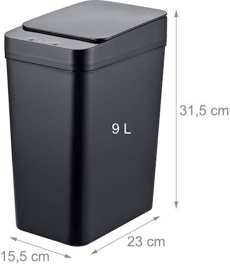 Relaxdays Coș de Gunoi din Plastic cu Senzor 9 l Negru