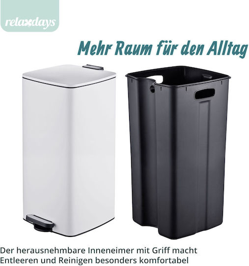 Relaxdays Coș de Gunoi din Plastic cu Pedală 30 l Alb