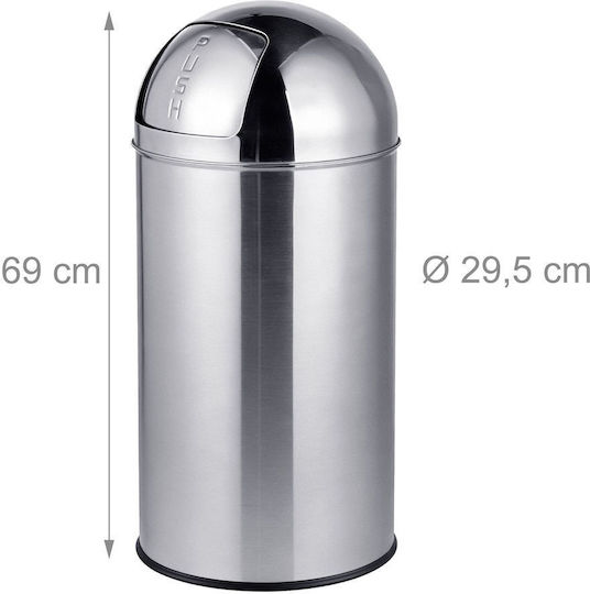 Relaxdays Coș de Gunoi din Oțel Inoxidabil cu Deschidere Push 70 L Gri