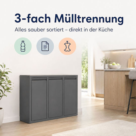 Relaxdays Coș de Reciclare Metalic 10 l Gri