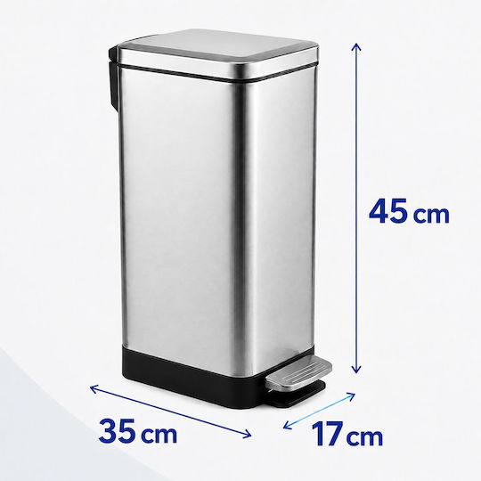 Relaxdays Coș de Gunoi din Oțel Inoxidabil cu Pedală 15 l Gri