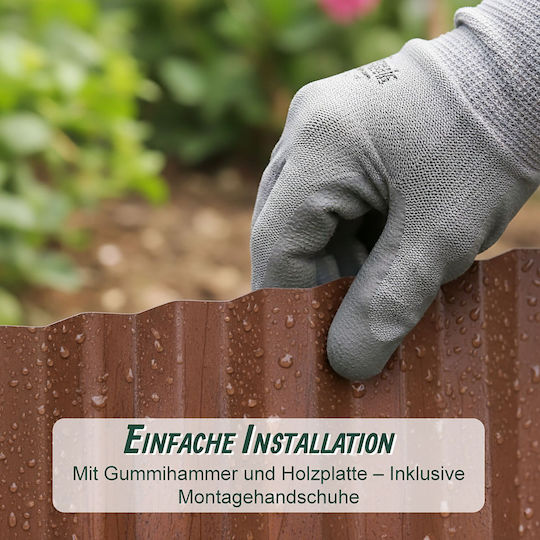 Bordură de grădină Relaxdays 10051891_1476 din oțel cu finisaj ruginiu, înălțime 15 cm, grosime 0,3 mm, maro, 5 m/10 m