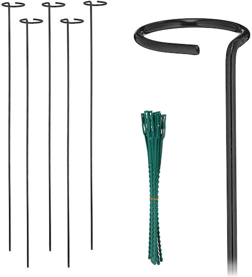 Relaxdays Metal Plant Supports Set 6 Dark Green Black