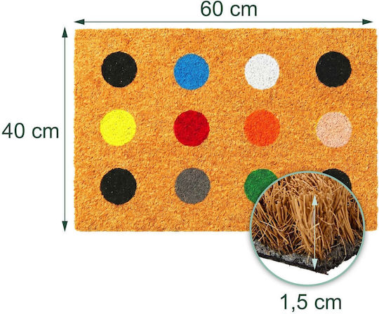Relaxdays Covoraș de Intrare din Fibră de Cocos Galben 60x40cm Grosime 15mm