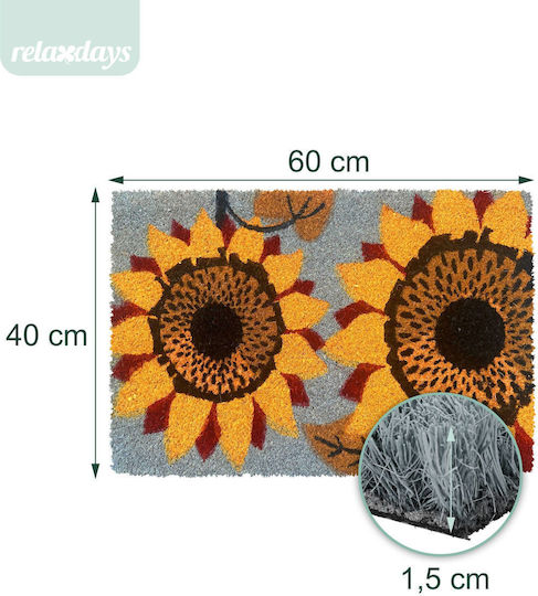 Relaxdays Covoraș de Intrare din Fibră de Cocos cu Suport Antiderapant Portocaliu 60x40 cm Grosime 15 mm