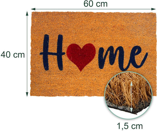Relaxdays Covoraș de intrare din fibră de cocos multicolor 60x40 cm, cu grosimea de 15 mm