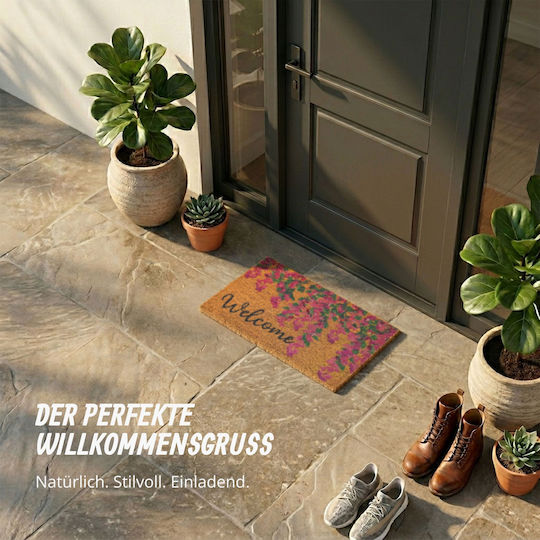 Relaxdays Covoraș de Intrare din Fibră de Cocos cu Suport Antiderapant Verde 60x40 cm
