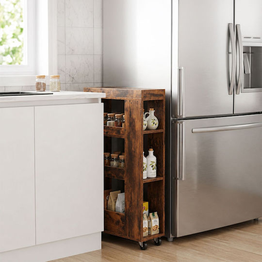 Relaxdays 4-Tier Brown Kitchen Trolley