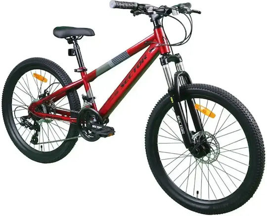 Sector 27.5" Κόκκινο Mountain Bike με Ταχύτητες και Μηχανικά Δισκόφρενα