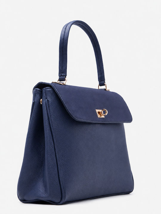 Dunkelblaue Damen-Stoffhandtasche