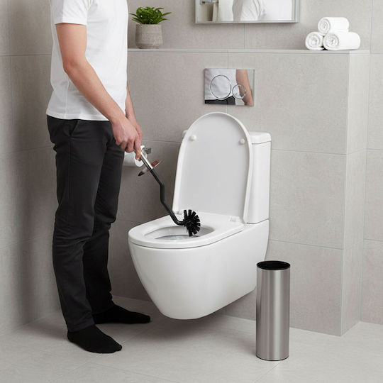 Relaxdays Perie de Toaletă Metalică Argintie pentru Baie