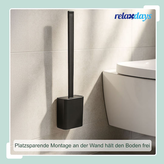 Relaxdays Schwarze Badezimmer-Toilettenbürste aus Kunststoff