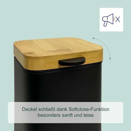 Relaxdays Coș de Baie din Bambus 3 L Negru