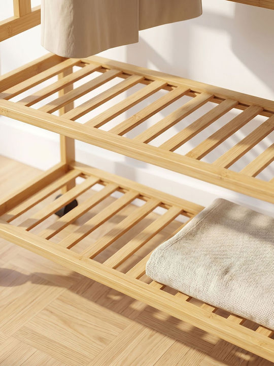 Relaxdays Τροχήλατη Κρεμάστρα Δαπέδου από Bamboo Καφέ