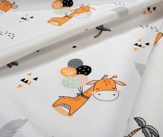 Dimcol Комплект Детска Единична Завивка с Калъфка за Възглавница Giraffe 599 Бяло-Оранжево 160x240см