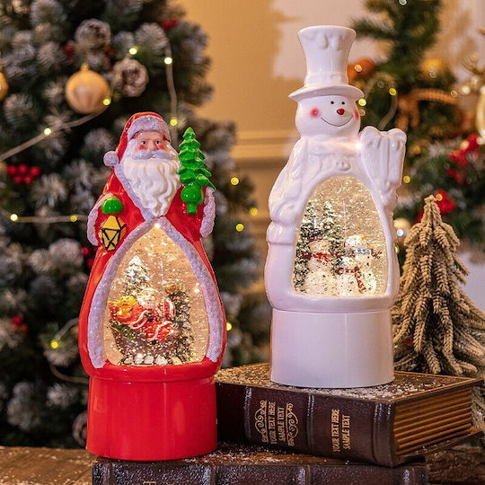 Figurină de Crăciun Iluminată Om de Zăpadă Albă cu Înălțimea de 27 cm