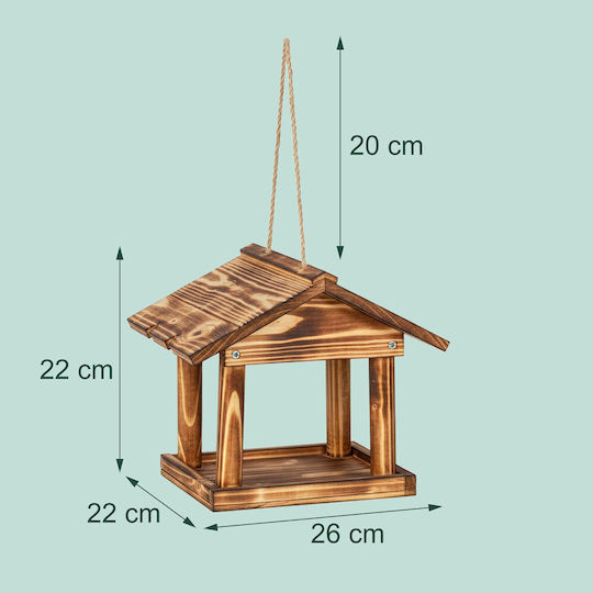 Hrănitoare pentru Păsări Relaxdays 10052385_972, Din Lemn de Molid, Design Deschis, Maro Natural, 22 X 26 X 22 Cm