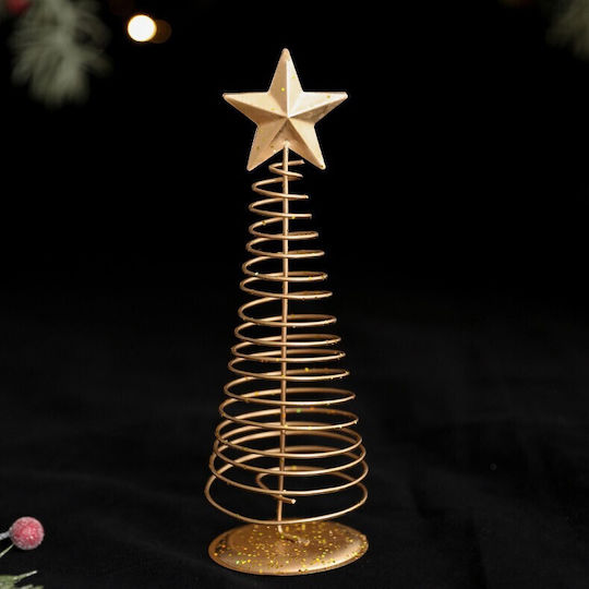 Brăduț Decorativ de Crăciun din Metal 19,5 cm Auriu